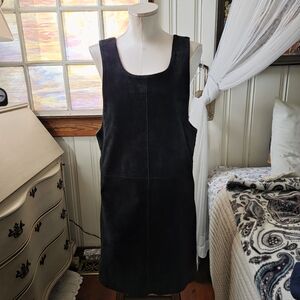 Vintage Black Suede Jumper Dress Leather Marsh Landing Size M Side Zippers